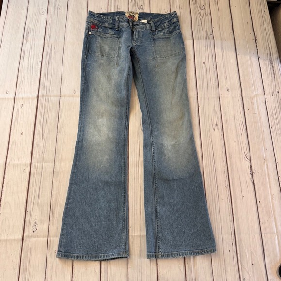 Parasuco Pants - Parasuco Denim Legend Flare Jeans Blue Medium Wash Low Rise Made in Canada 31x31